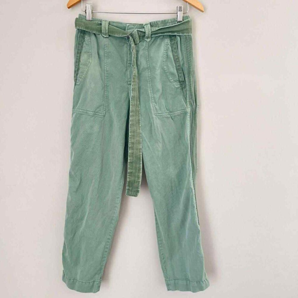 Zara Cargo Green Mid Rise Straight Leg Pants Size Small
